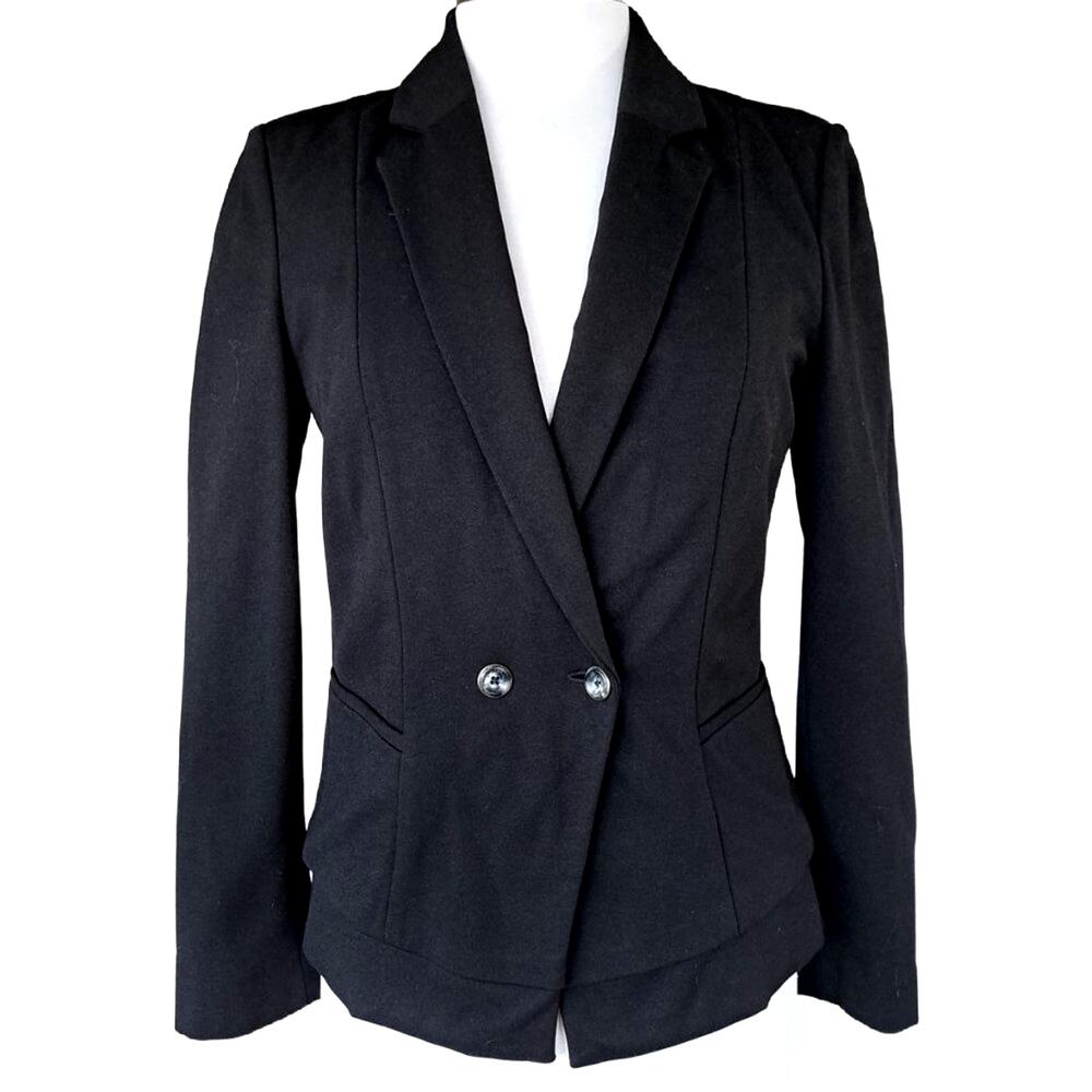White House Black Market Double Breasted Ponte Blazer in Black Size 4 Work
